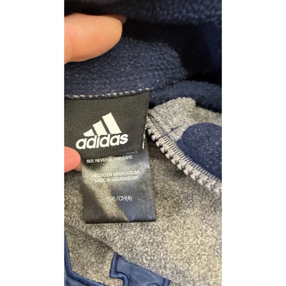 Adidas Kids Notre Dame‎ Gray Blue 1/4 Zip Fleece Sweatshirt Sz 4 Youth